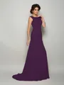 Trumpet/Mermaid Scoop Sweep Train Chiffon Mother of the Bride Dresses With Beading