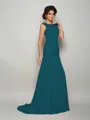 Trumpet/Mermaid Scoop Sweep Train Chiffon Mother of the Bride Dresses With Beading