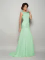Trumpet/Mermaid Scoop Sweep Train Chiffon Mother of the Bride Dresses With Beading