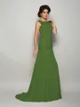 Trumpet/Mermaid Scoop Sweep Train Chiffon Mother of the Bride Dresses With Beading
