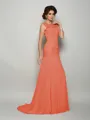 Trumpet/Mermaid Scoop Sweep Train Chiffon Mother of the Bride Dresses With Beading