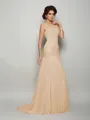 Trumpet/Mermaid Scoop Sweep Train Chiffon Mother of the Bride Dresses With Beading