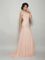 Trumpet/Mermaid Scoop Sweep Train Chiffon Mother of the Bride Dresses With Beading