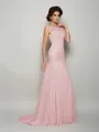 Trumpet/Mermaid Scoop Sweep Train Chiffon Mother of the Bride Dresses With Beading