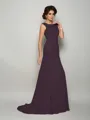Trumpet/Mermaid Scoop Sweep Train Chiffon Mother of the Bride Dresses With Beading