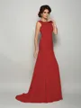 Trumpet/Mermaid Scoop Sweep Train Chiffon Mother of the Bride Dresses With Beading