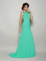 Trumpet/Mermaid Scoop Sweep Train Chiffon Mother of the Bride Dresses With Beading