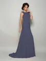 Trumpet/Mermaid Scoop Sweep Train Chiffon Mother of the Bride Dresses With Beading