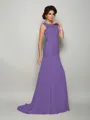 Trumpet/Mermaid Scoop Sweep Train Chiffon Mother of the Bride Dresses With Beading