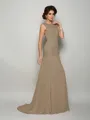 Trumpet/Mermaid Scoop Sweep Train Chiffon Mother of the Bride Dresses With Beading