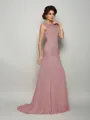 Trumpet/Mermaid Scoop Sweep Train Chiffon Mother of the Bride Dresses With Beading