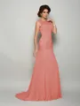 Trumpet/Mermaid Scoop Sweep Train Chiffon Mother of the Bride Dresses With Beading