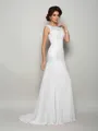 Trumpet/Mermaid Scoop Sweep Train Chiffon Mother of the Bride Dresses With Beading