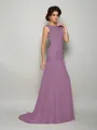 Trumpet/Mermaid Scoop Sweep Train Chiffon Mother of the Bride Dresses With Beading