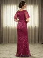 Sheath V-neck Short Sleeves Floor-Length Lace Mother of the Bride Dress