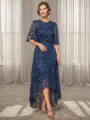 A-line Scoop 1/2 Sleeves Asymmetrical Lace Mother of the Bride Dress