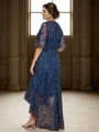 A-line Scoop 1/2 Sleeves Asymmetrical Lace Mother of the Bride Dress
