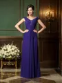 A-Line/Princess V-neck Floor-Length Chiffon Mother of the Bride Dresses With Beading