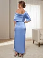 Sheath Short Sleeves Pleated Ankle-Length Silk Like Satin Mother of the Bride Dress