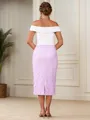 Sheath Off-the-Shoulder Appliques Lace Tea-Length Satin Mother of the Bride Dress