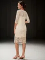 Sheath Bateau 3/4 Sleeves Knee-Length Lace Mother of the Bride Dress