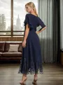 A-Line V-neck Short Sleeves Applique Ankle-Length Chiffon Mother of the Bride Dress