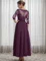 A-Line Bateau 3/4 Sleeves Applique Ankle-Length Chiffon Mother of the Bride Dress