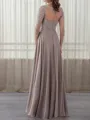 A-Line Bateau 3/4 Sleeves Applique Floor-Length Chiffon Mother of the Bride Dress