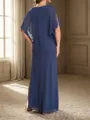 Sheath V-neck 1/2 Sleeves Ruffles Floor-Length Chiffon Mother of the Bride Dress