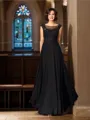 A-Line/Princess Scoop Floor-Length Chiffon Mother of the Bride Dresses With Appliques Lace