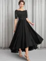 A-line Bateau 1/2 Sleeves Appliques Lace Asymmetrical Chiffon Mother of the Bride Dress