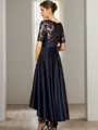 A-line Bateau 1/2 Sleeves Appliques Lace Ankle-Length Satin Mother of the Bride Dress