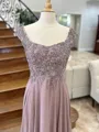 A-line Square Appliques Lace Sweep Train Chiffon Mother of the Bride Dress