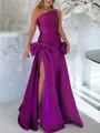 Sheath/Column Satin One-Shoulder Sleeveless Floor-Length Dress