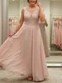 A-line Scoop Appliques Lace Floor-Length Chiffon Mother of the Bride Dress