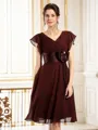 A-Line/Princess V-neck Knee-Length Chiffon Mother of the Bride Dresses With Bow