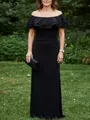 Sheath Off-the-Shoulder Pleated Floor-Length Chiffon Mother of the Bride Dress