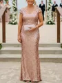 Sheath V-neck Short Sleeves Floor-Length Mother of the Bride Dress