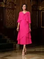 A-Line/Princess Scoop Tea-Length Chiffon Mother of the Bride Dresses