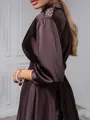 A-line V-neck 3/4 Sleeves Beading Tea-Length Silk Like Satin Mother of the Bride Dress