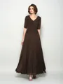 A-Line/Princess V-neck Ankle-Length Chiffon Mother of the Bride Dresses