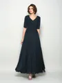 A-Line/Princess V-neck Ankle-Length Chiffon Mother of the Bride Dresses