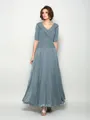 A-Line/Princess V-neck Ankle-Length Chiffon Mother of the Bride Dresses