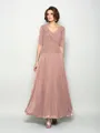 A-Line/Princess V-neck Ankle-Length Chiffon Mother of the Bride Dresses