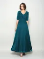 A-Line/Princess V-neck Ankle-Length Chiffon Mother of the Bride Dresses
