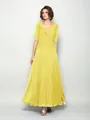 A-Line/Princess V-neck Ankle-Length Chiffon Mother of the Bride Dresses