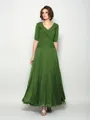 A-Line/Princess V-neck Ankle-Length Chiffon Mother of the Bride Dresses