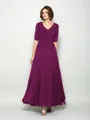 A-Line/Princess V-neck Ankle-Length Chiffon Mother of the Bride Dresses