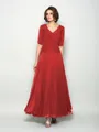 A-Line/Princess V-neck Ankle-Length Chiffon Mother of the Bride Dresses
