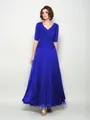 A-Line/Princess V-neck Ankle-Length Chiffon Mother of the Bride Dresses